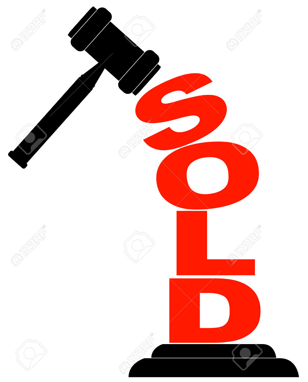 With word sold in. Auction clipart auction gavel