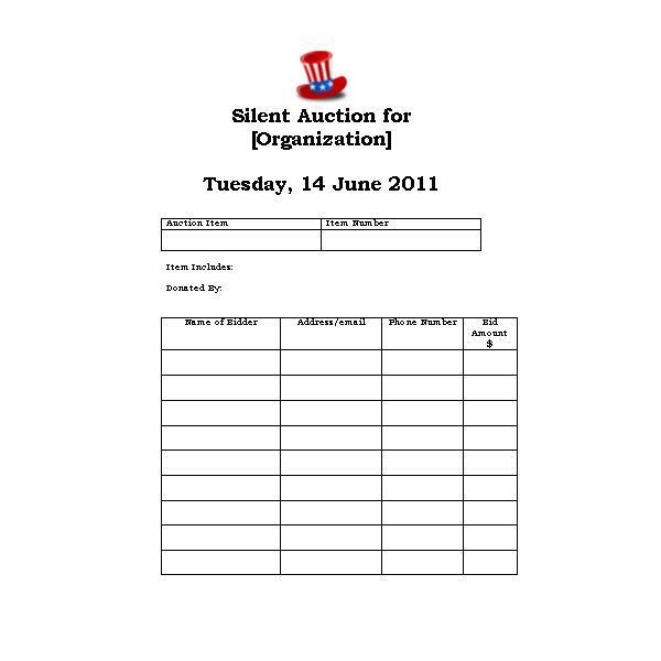 Bidder card template incep. Auction clipart bid