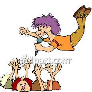 Singer leaping into the. Audience clipart cricket