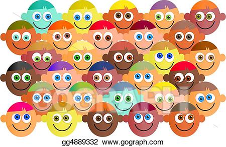 Stock illustration crowd drawing. Audience clipart happy