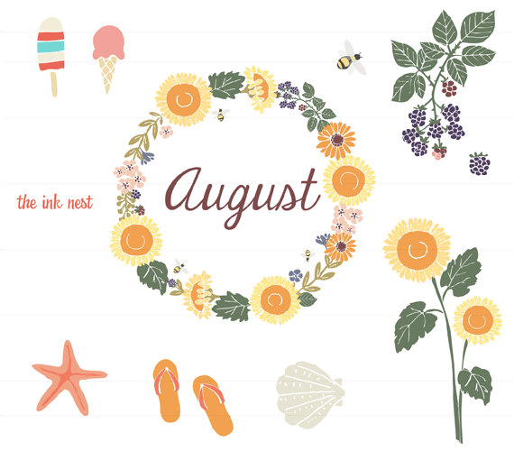 Clip art themes . August clipart august theme