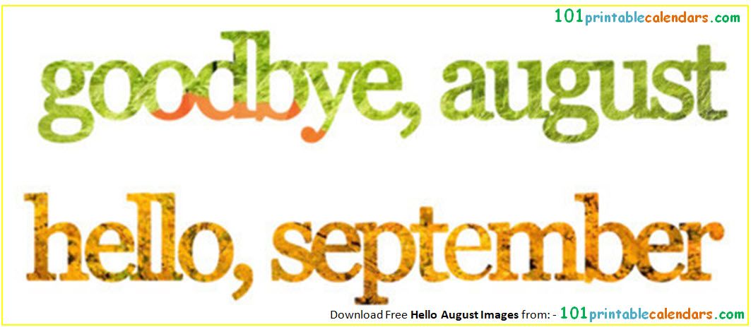 Hello september month . Goodbye clipart august