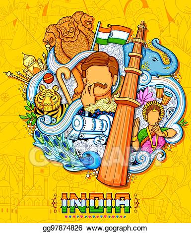 Vector indian showing its. August clipart background