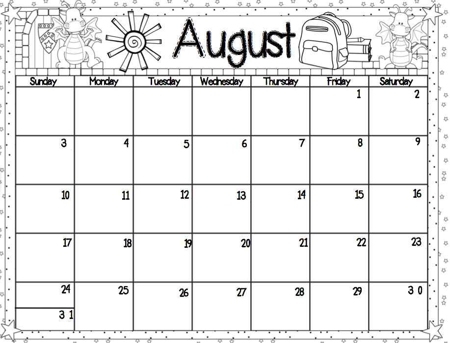 august clipart black and white