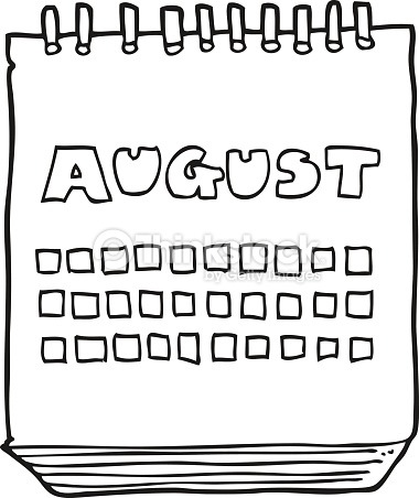 august clipart black and white