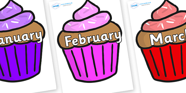 August clipart cupcake. Months of the year