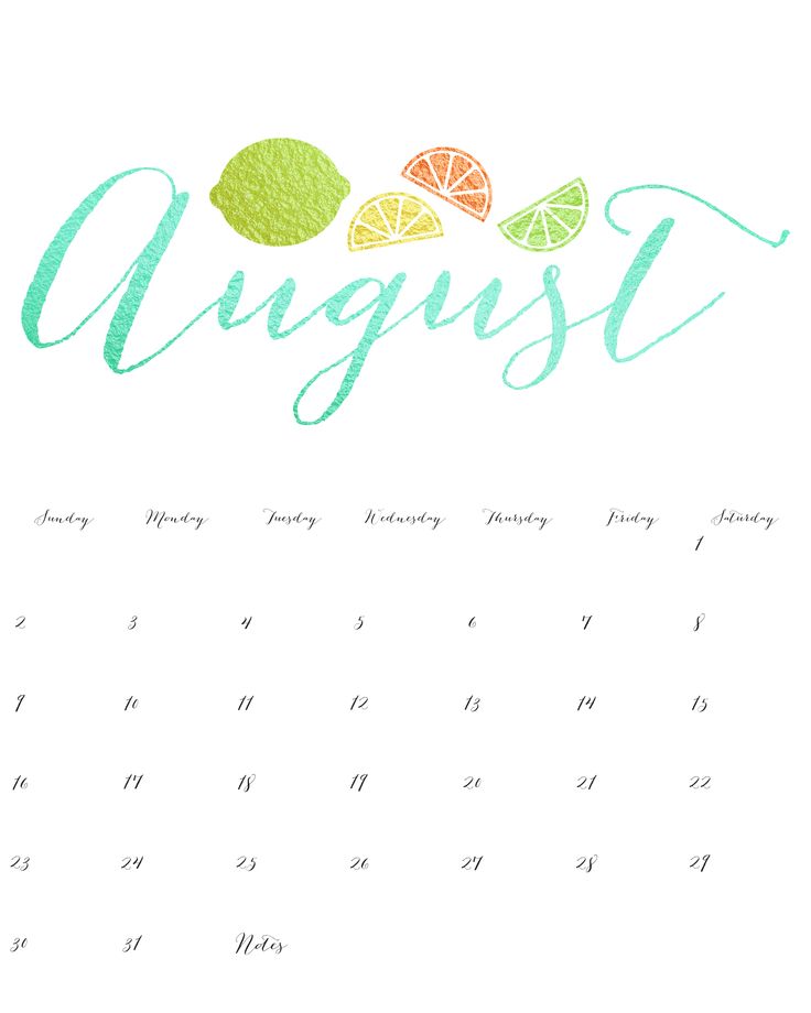 august clipart printable