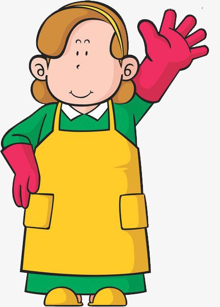 House wearing gloves apron. Aunt clipart
