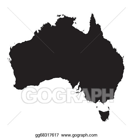 Vector art map of. Australia clipart black and white