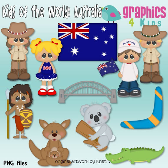 Kids of the world. Australia clipart clip art