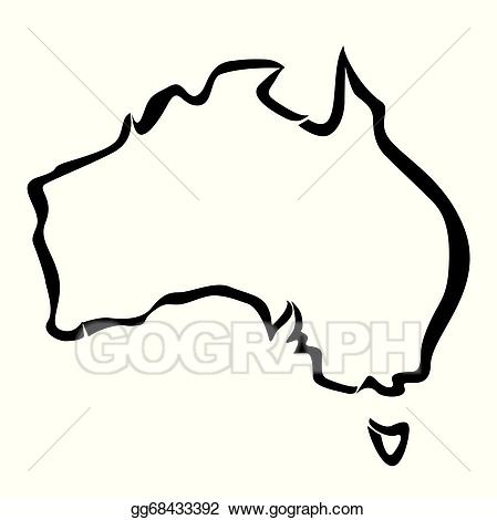Vector illustration black of. Australia clipart outline