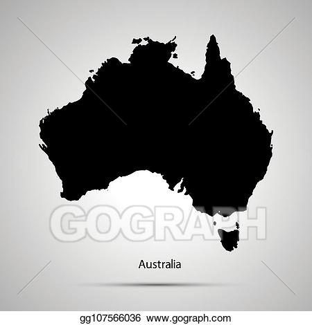 Vector stock country map. Australia clipart silhouette