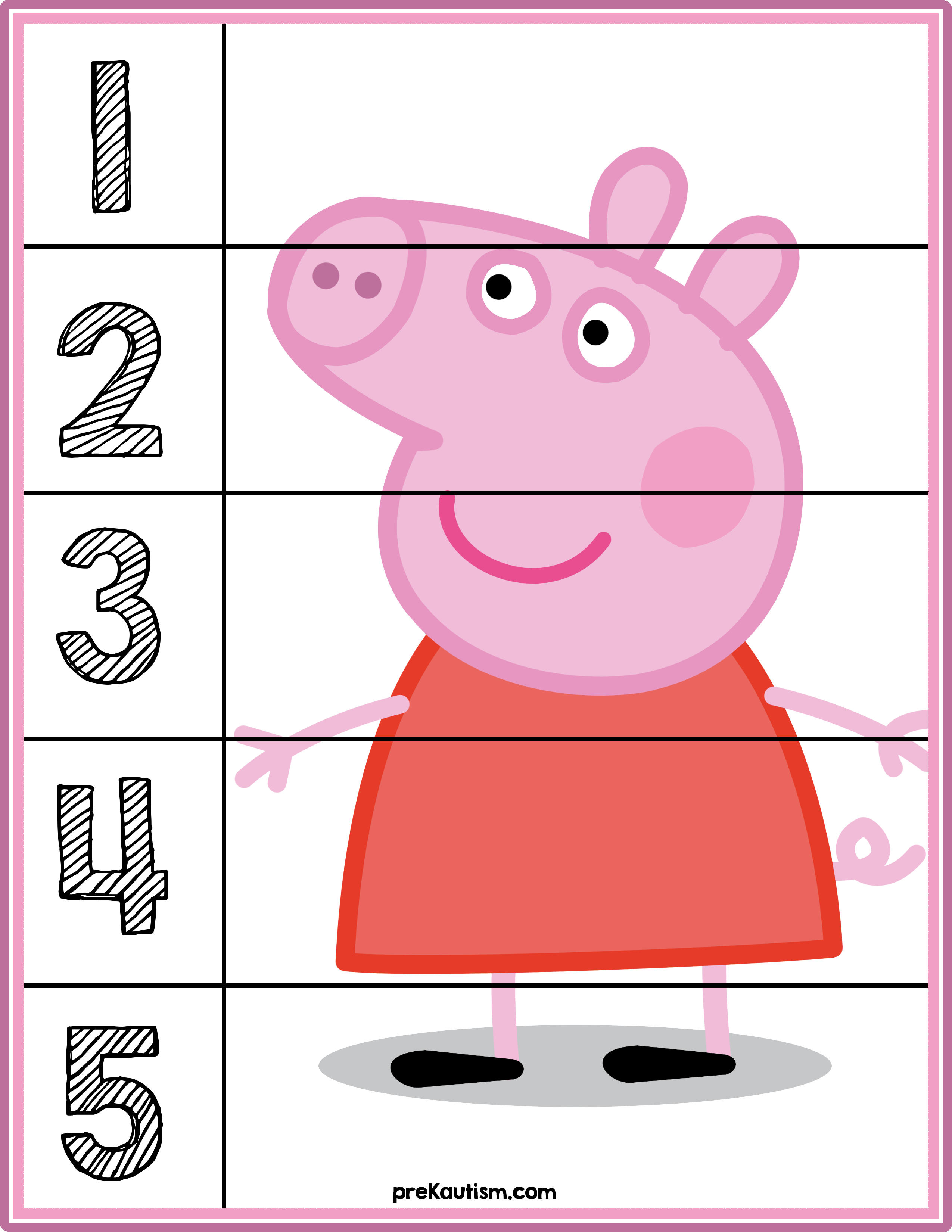 Autism clipart pink. Peppa pig counting puzzle