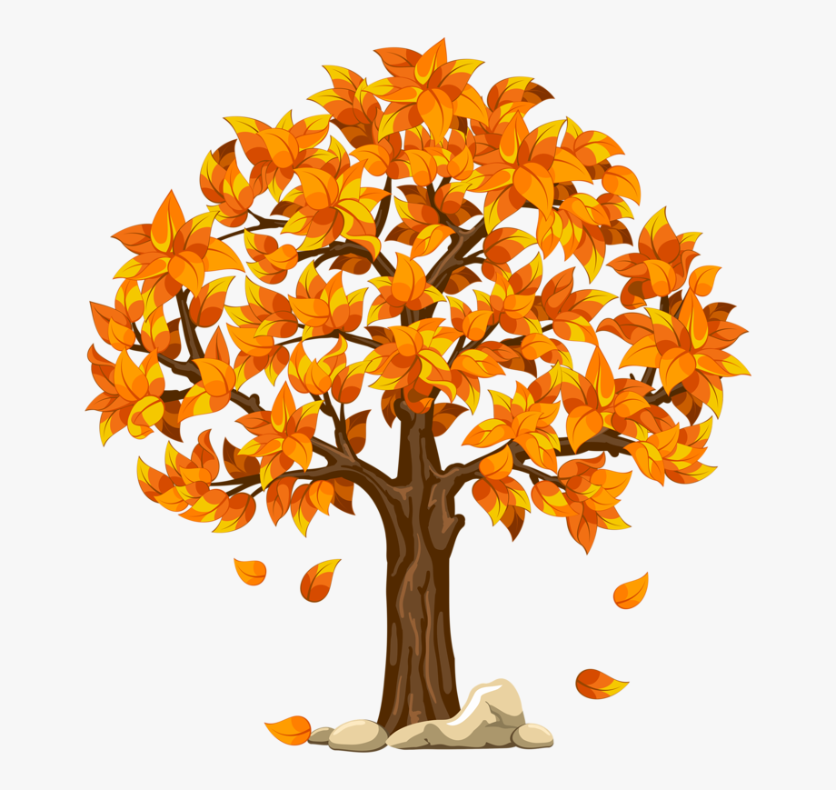 Fall scene tree transparent. Autumn clipart