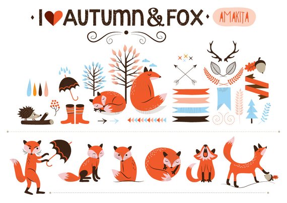 Tree clip art . Autumn clipart fox