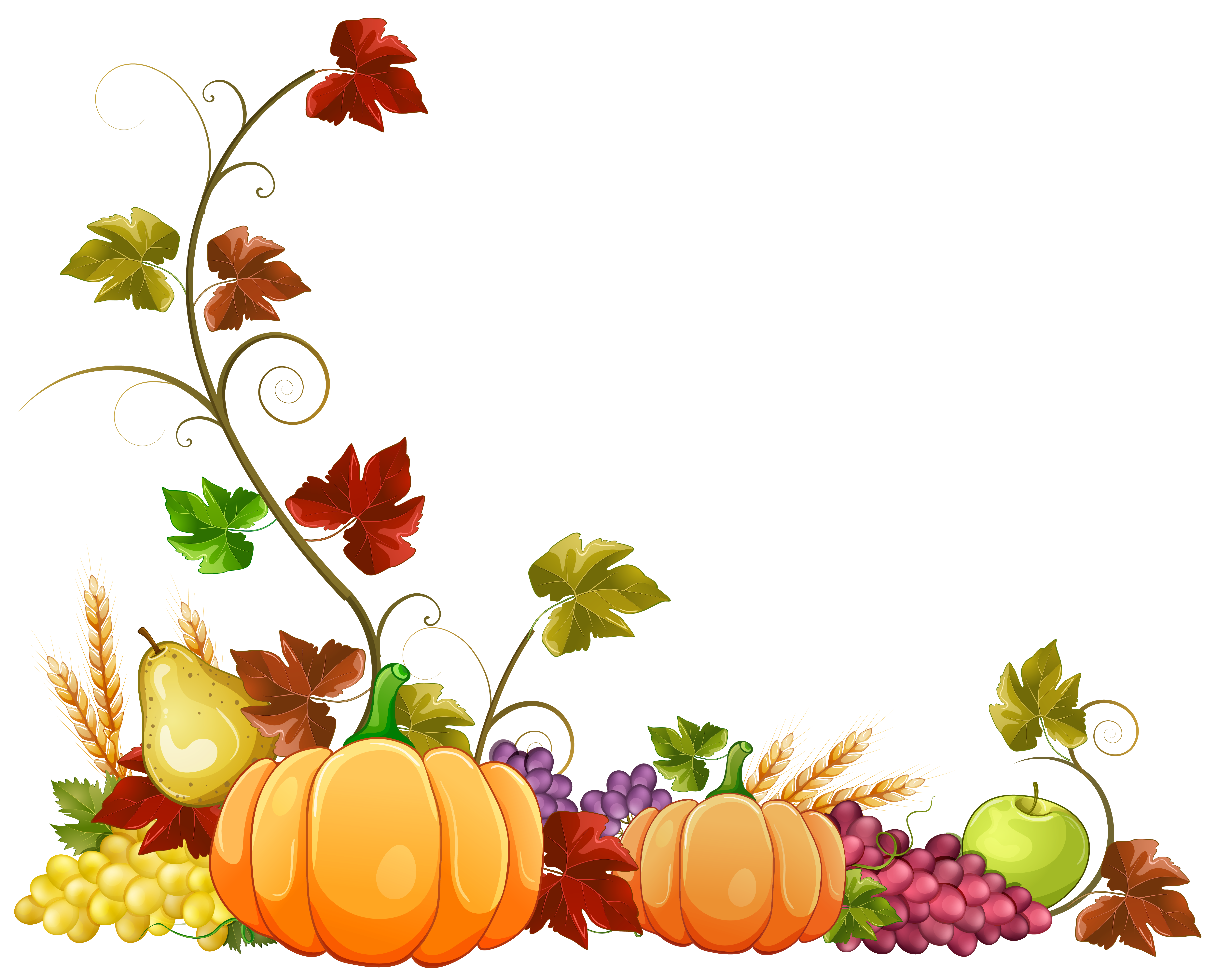Pumpkin decoration png image. Floral clipart autumn