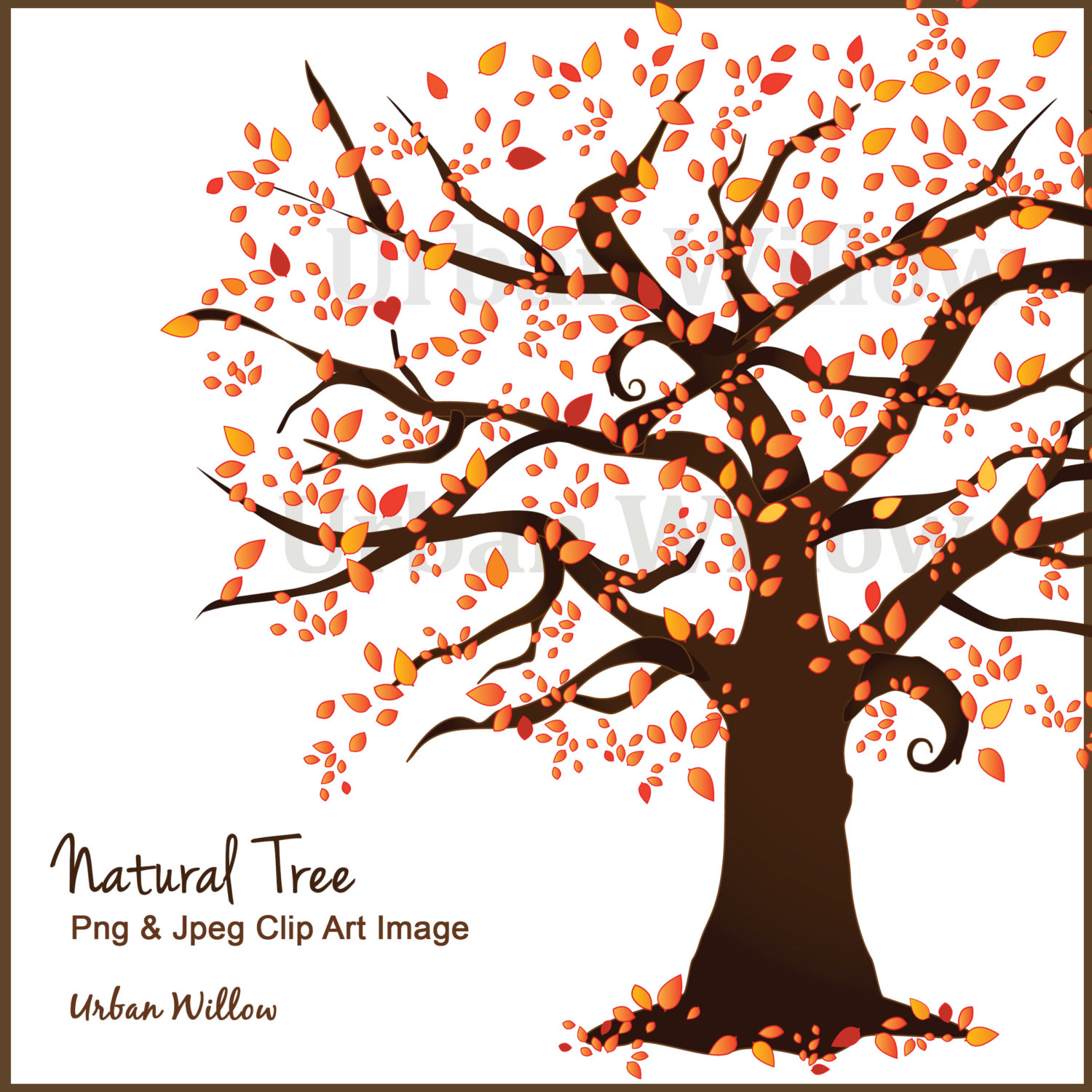 Beautiful tree trees vector. Autumn clipart scrapbook