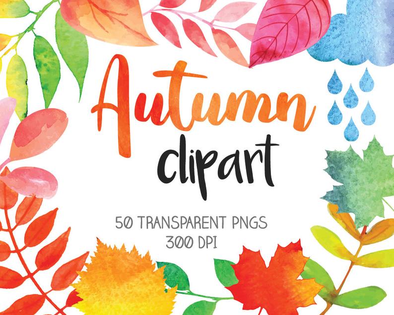 Autumn clipart seasonal. Clip art watercolor winter