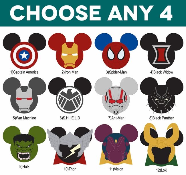 Mickey heads marvel superhero. Avengers clipart head