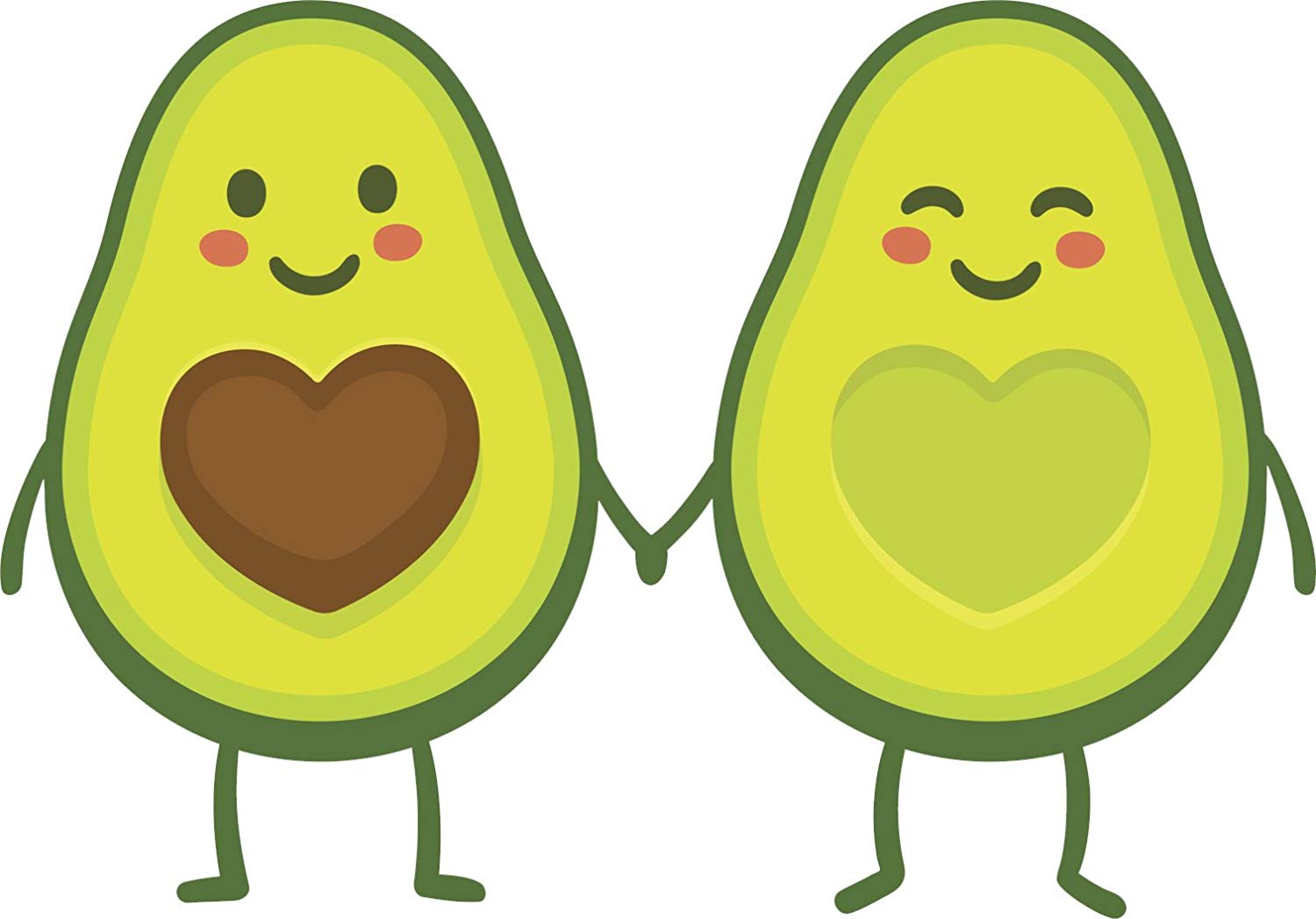 Happy cute valentine couple. Avocado clipart adorable