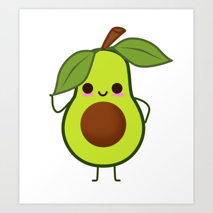 Avocado clipart adorable. Cartoon art print by