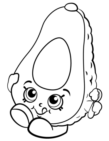 Avocado clipart black and white. Dippy shopkin coloring page