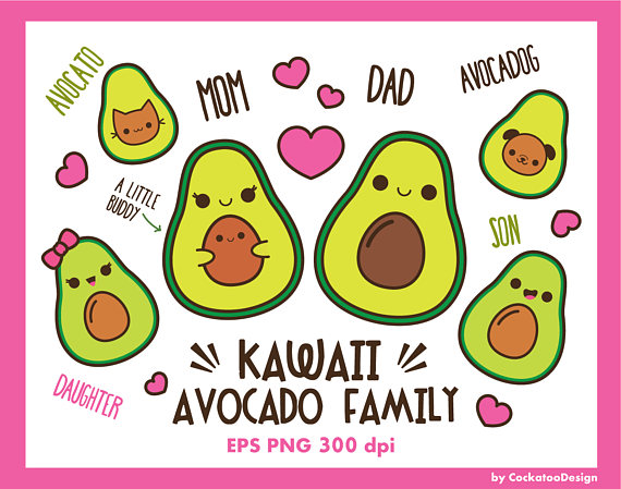 Avocado clipart cute. Kawaii clip art 