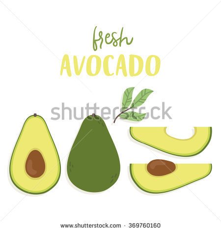 Bowls face with guacamole. Avocado clipart cute
