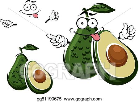 Vector art character and. Avocado clipart green fruit