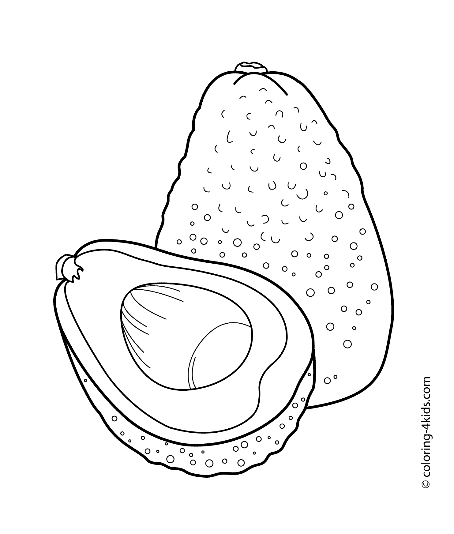 Avocados fruits coloring pages. Avocado clipart line drawing