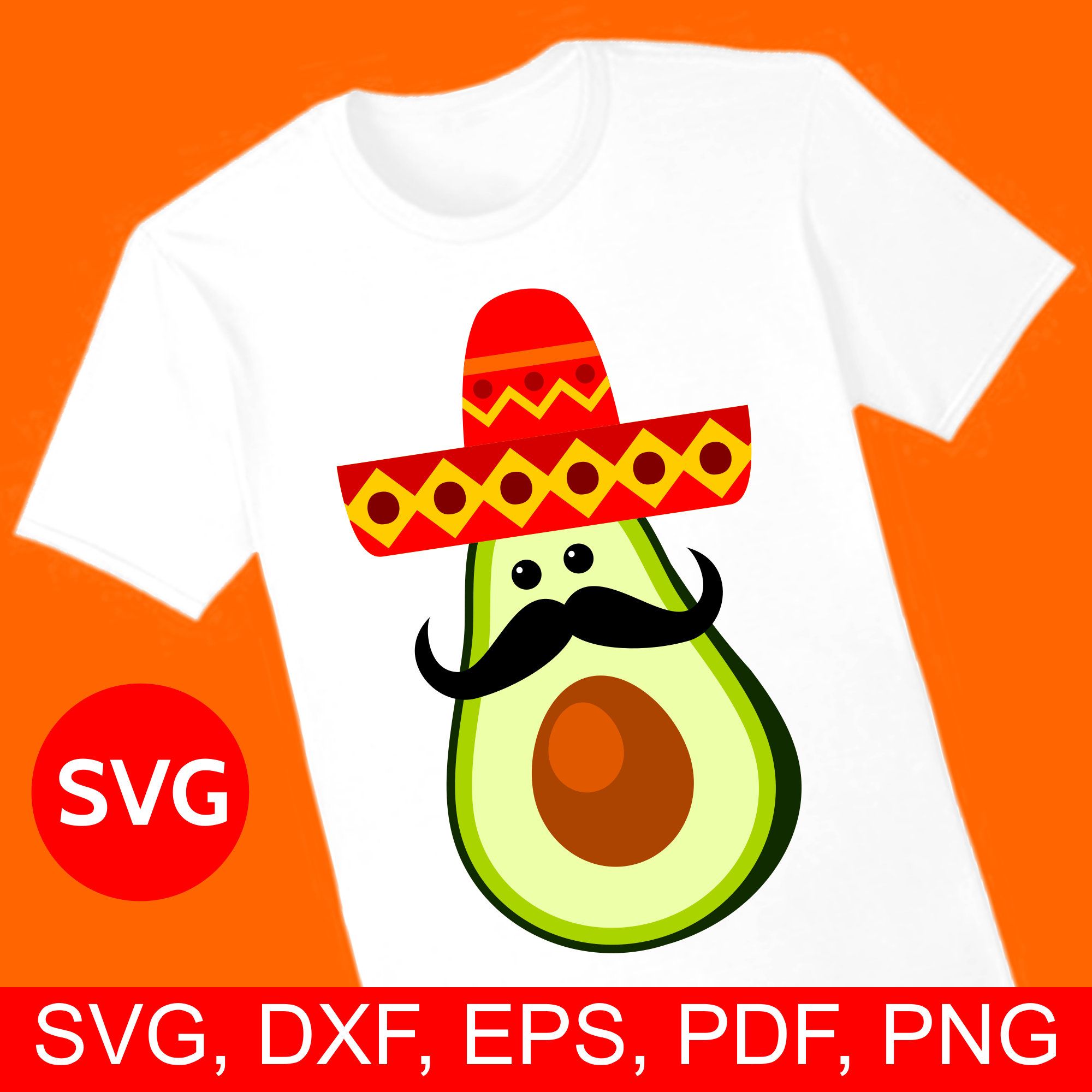 Avocado clipart mustache. Cinco de mayo svg
