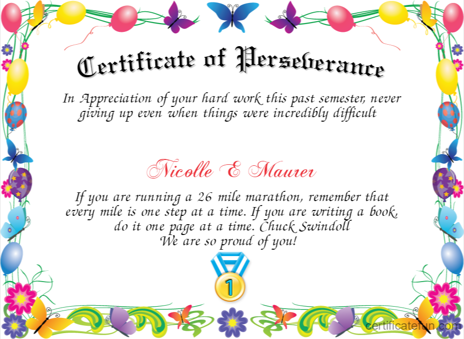 Award clipart perseverance. Certificate of created with