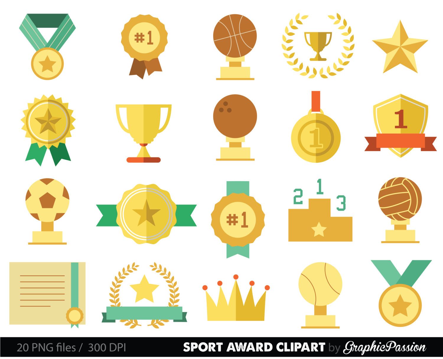 Awards clipart printable. Sports racing prizes flags