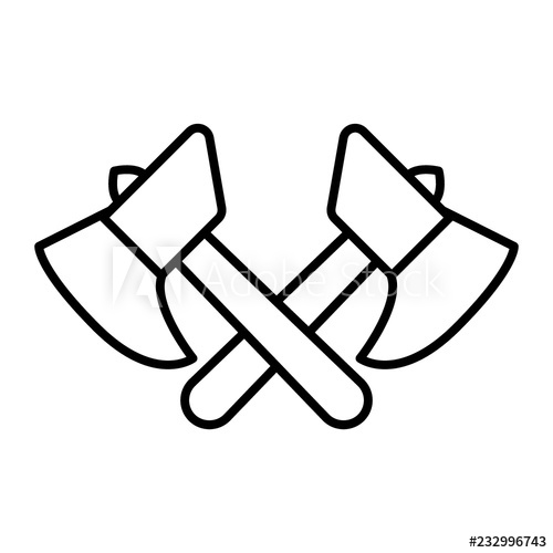 Ax clipart tool outline. Crossed axes thin line