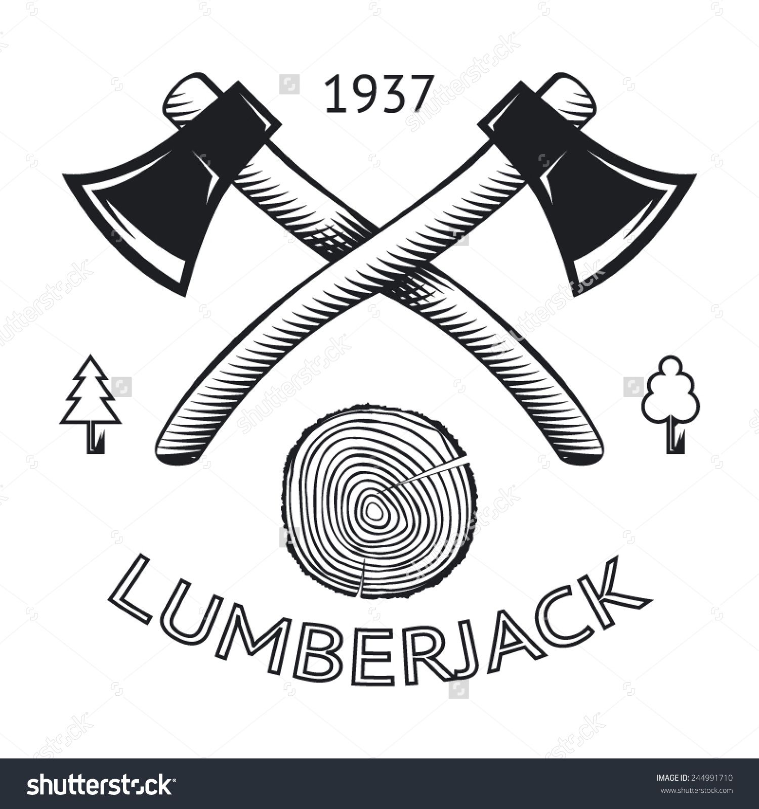 Lumberjack logo symbol hatchet. Ax clipart wood cutter
