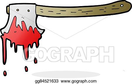 Axe clipart bloody. Vector illustration cartoon stock