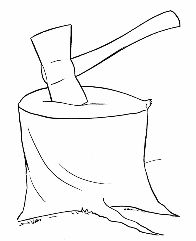 axe clipart colouring page