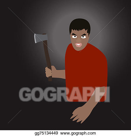 Stock illustration with drawing. Axe clipart man