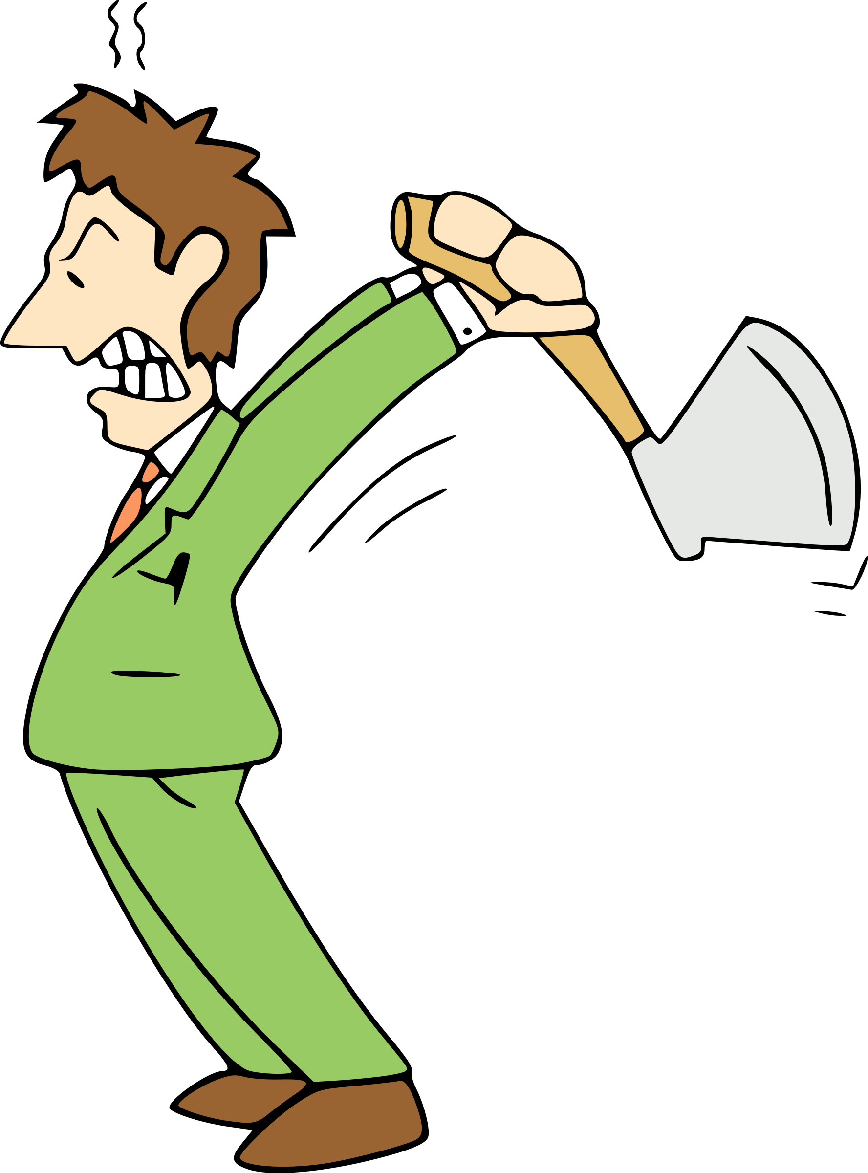 Angry with big image. Axe clipart man