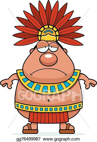 Aztec clipart aztec king. Eps vector sad cartoon