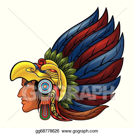 Warrior clipart aztec. Eps vector stock illustration