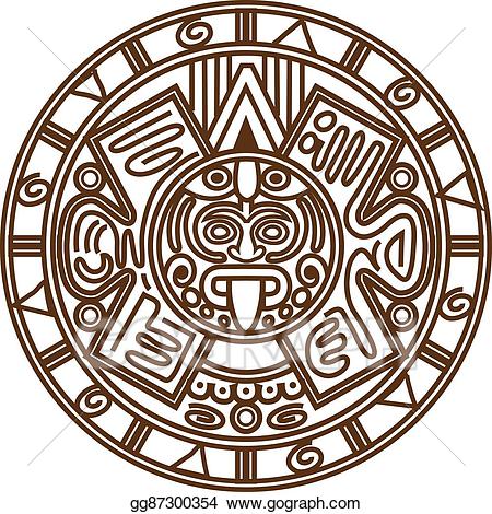 Eps vector mayan calendar. Aztec clipart calender