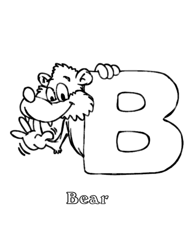 B clipart alphabet coloring page. Free letter sheet download