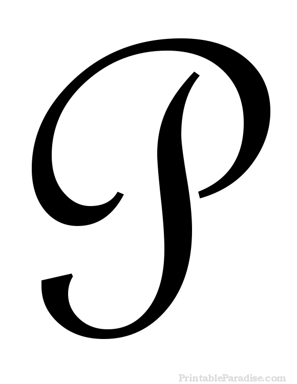 E clipart fancy letter p. Printable in cursive writing