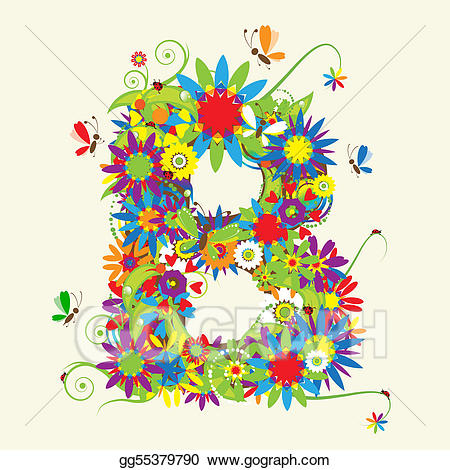 Vector letter b floral. Letters clipart latter
