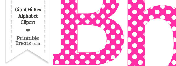 B clipart lettter. Hot pink polka dot