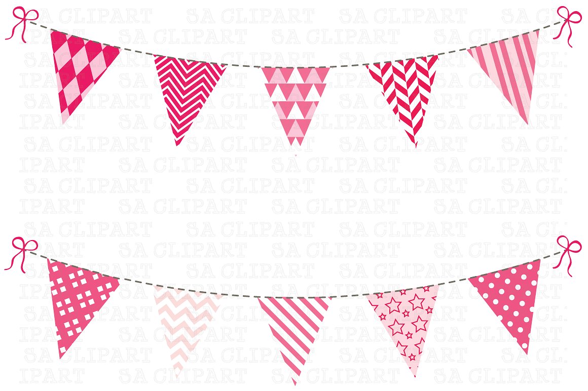 Bunting illustrations creative market. Baby clipart banner