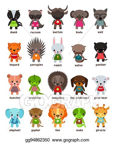 Babies clipart buffalo. Vector art set of
