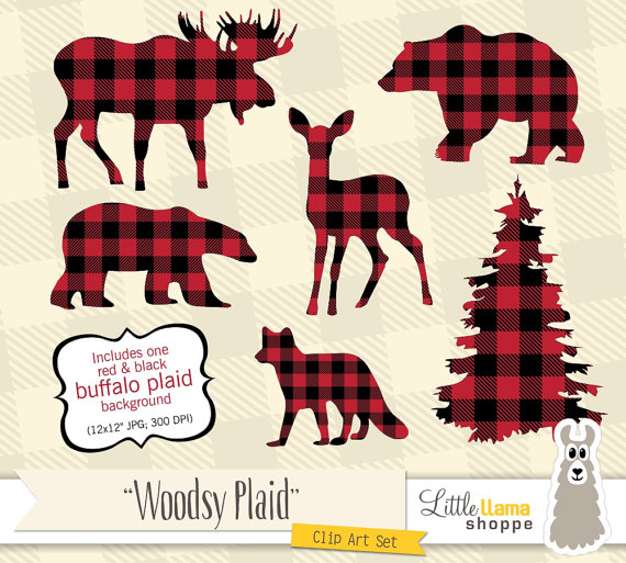 Plaid animal silhouette lumberjack. Babies clipart buffalo