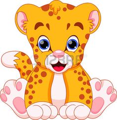 Cute baby cartoon stock. Babies clipart leopard